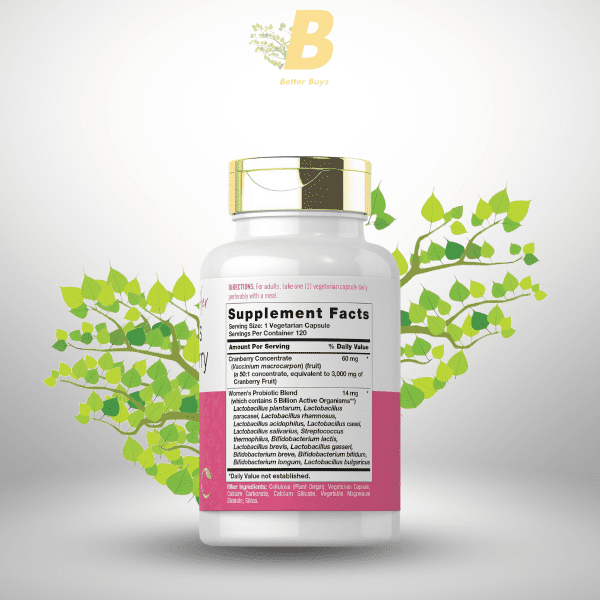 Carlyle Women's Cranberry Plus Probiotics | 120 Capsules | with 14 Probiotic Strains | Vegetarian, Non-GMO, Gluten Free Supplement | for Her - Image 3