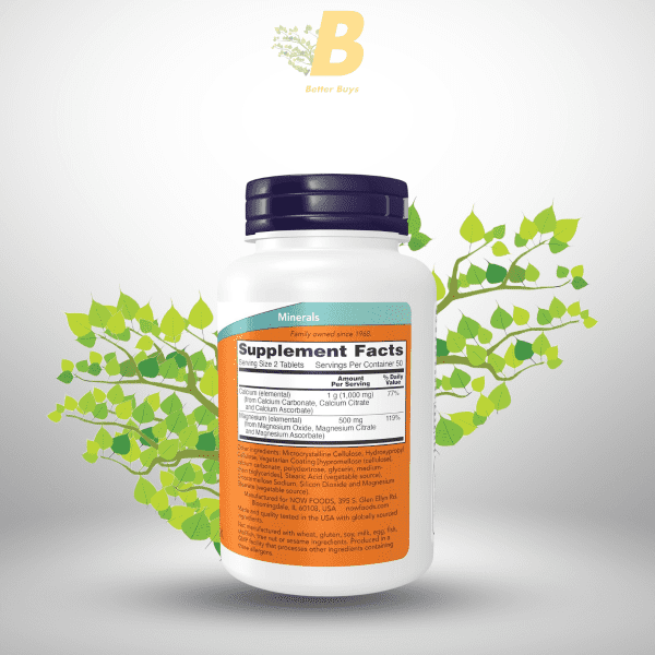 NOW Foods Supplements, Calcium & Magnesium 2:1 Ratio, High Potency, Supports Bone Health*, 100 Tablets - Image 3