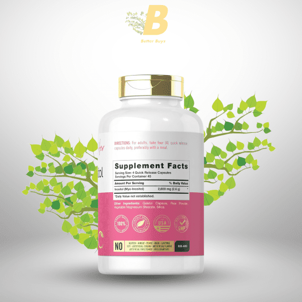 Carlyle Myo-Inositol 2600mg | 180 Capsules | Extra Strength Supplement | Non-GMO, Gluten Free - Image 3