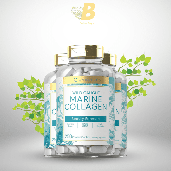 Carlyle Marine Collagen Peptides Supplement | 250 Caplets | for Women and Men | Type I with Calcium | Non-GMO & Gluten Free - Image 2
