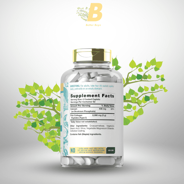 Carlyle Marine Collagen Peptides Supplement | 250 Caplets | for Women and Men | Type I with Calcium | Non-GMO & Gluten Free - Image 3