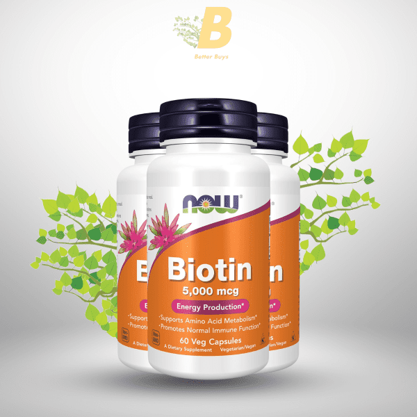 NOW Foods Supplements, Biotin 5,000 mcg, Amino Acid Metabolism*, Energy Production*, 60 Veg Capsules - Image 2