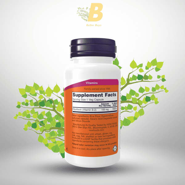 NOW B-2  100 mg, 100 Veg Capsules - Image 3