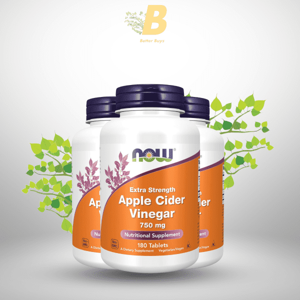 NOW Foods Supplements, Apple Cider Vinegar 750 mg, from Fermentation of Sweet Apple Cider, Extra Strength, 180 Tablets - Image 2