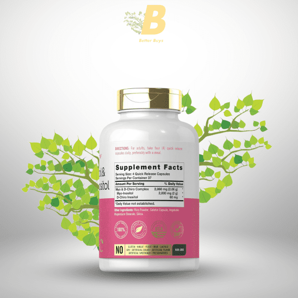 Carlyle Myo-Inositol & D-Chiro Inositol Supplement | 2060mg | 150 Capsules | Non-GMO, Gluten Free Complex - Image 3
