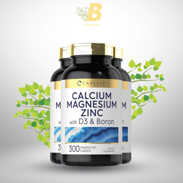 Carlyle Calcium Magnesium Zinc D3 | 300 Caplets | with Boron | Vegetarian, Non-GMO & Gluten Free Supplement - Image 2