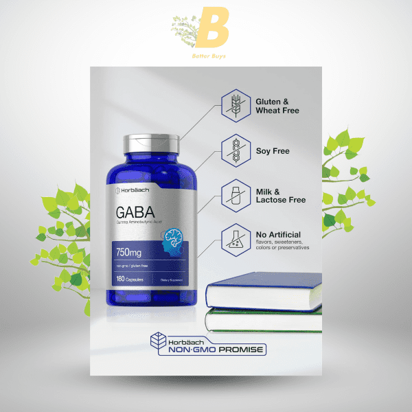 Horbäach GABA 750mg | 180 Powder Capsules | Gamma Aminobutyric Acid Supplement - Image 4