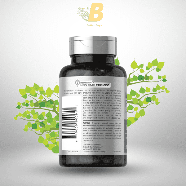 Horbäach Methyl Folate 5-MTHF - 1000mcg - 200 Capsules - Image 4