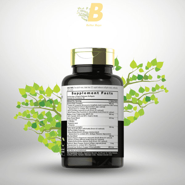 Carlyle Ultra Libido Supplement for Men | 60 Softgel Capsules | Extreme Male Formula | Non-GMO & Gluten Free - Image 3