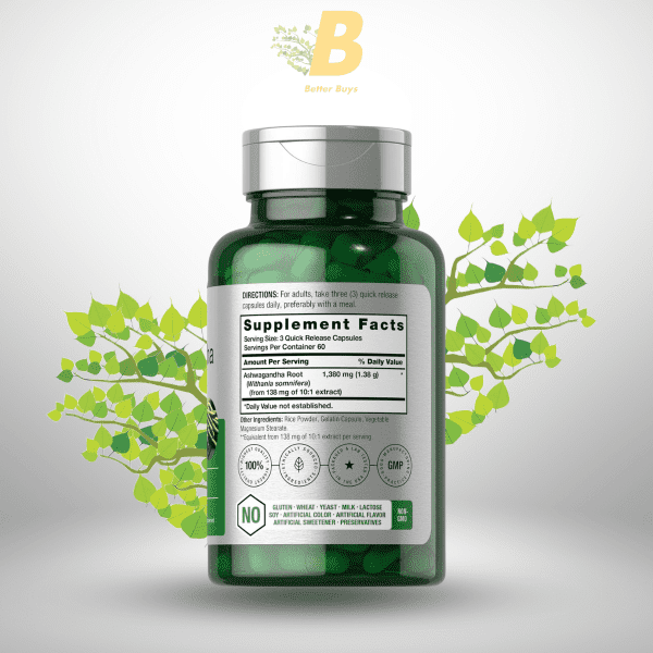 Horbäach Ashwagandha - 1380mg - 180 Capsules - Image 3