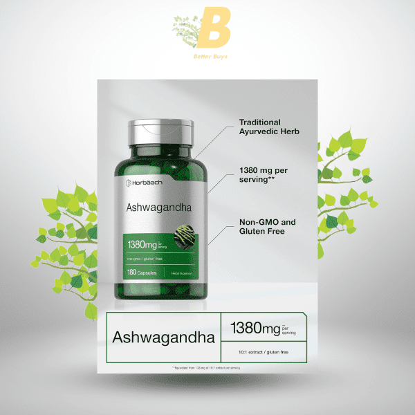 Horbäach Ashwagandha - 1380mg - 180 Capsules - Image 4