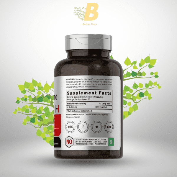 Horbäach L-Glutamine - 1000mg - 180 Capsules - Image 3