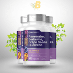 Horbäach Resveratrol, Berberine, Grape Seed & Quercetin - 120 Capsules - Image 2
