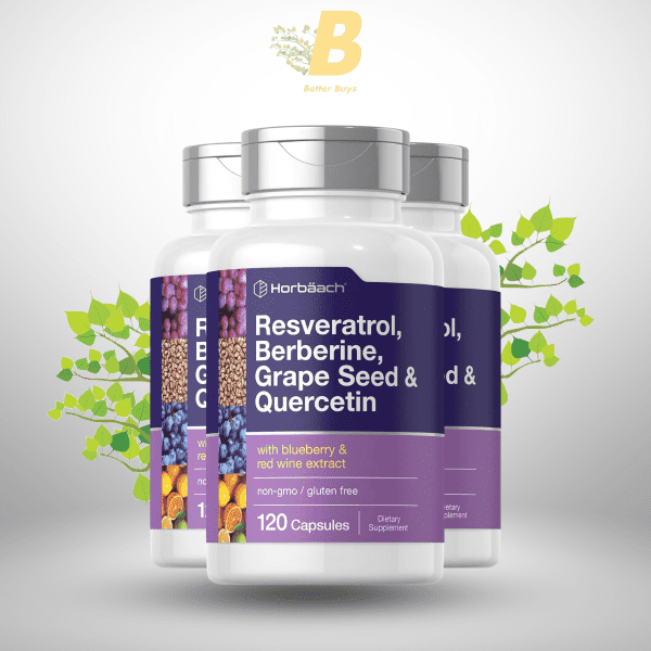 Horbäach Resveratrol, Berberine, Grape Seed & Quercetin - 120 Capsules - Image 2