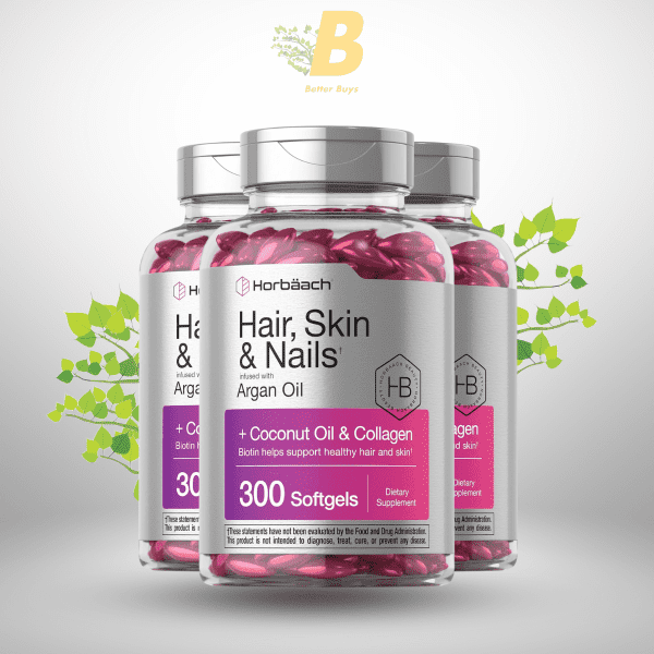 Horbaach Hair, Skin & Nails with Argan Oil - 300 Softgels - Image 2