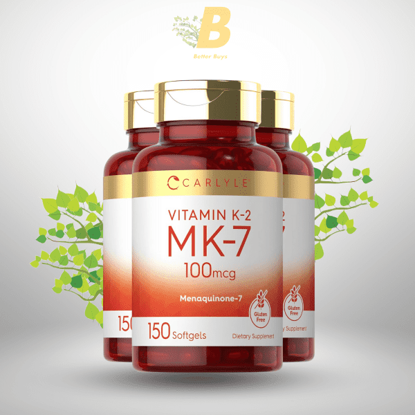 Carlyle Vitamin K2 MK7 100 mcg | 150 Softgels | Non-GMO, Gluten Free Supplement - Image 2
