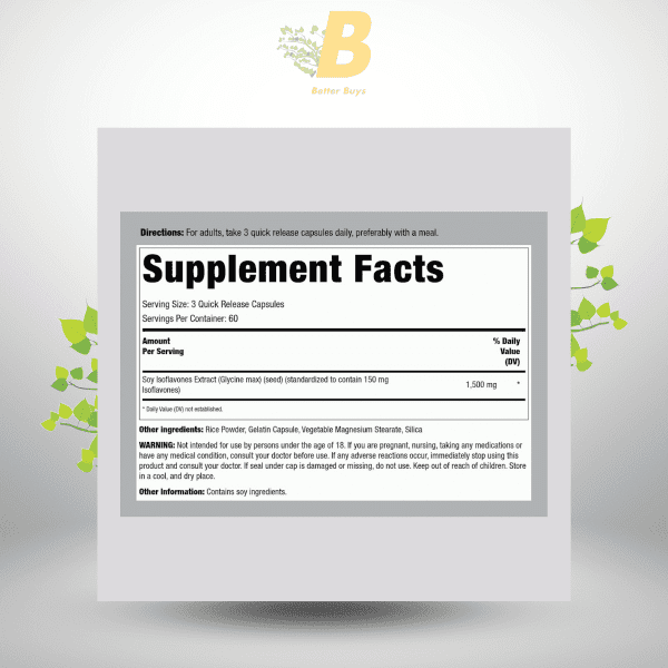 Piping Rock Soy Isoflavones | 1500 mg | 180 Capsules - Image 3