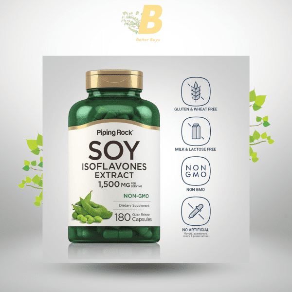 Piping Rock Soy Isoflavones | 1500 mg | 180 Capsules - Image 4