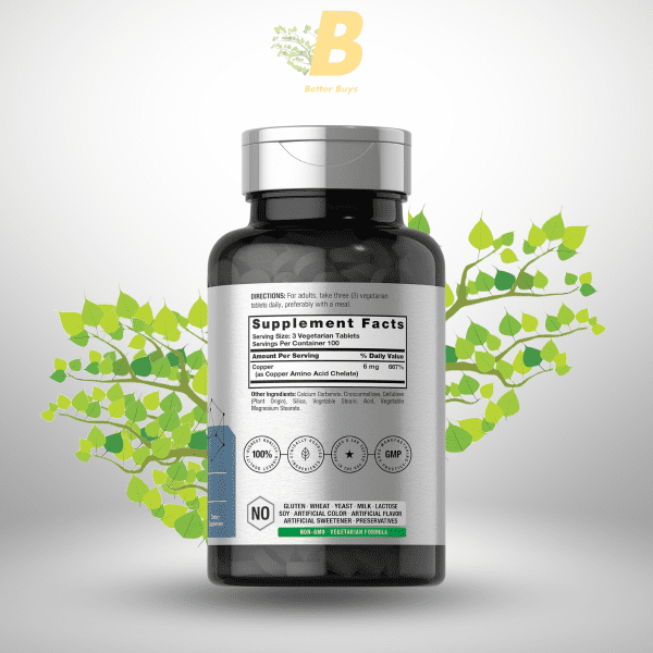 Horbäach Chelated Copper - 6mg - 300 Vegetarian Tablets