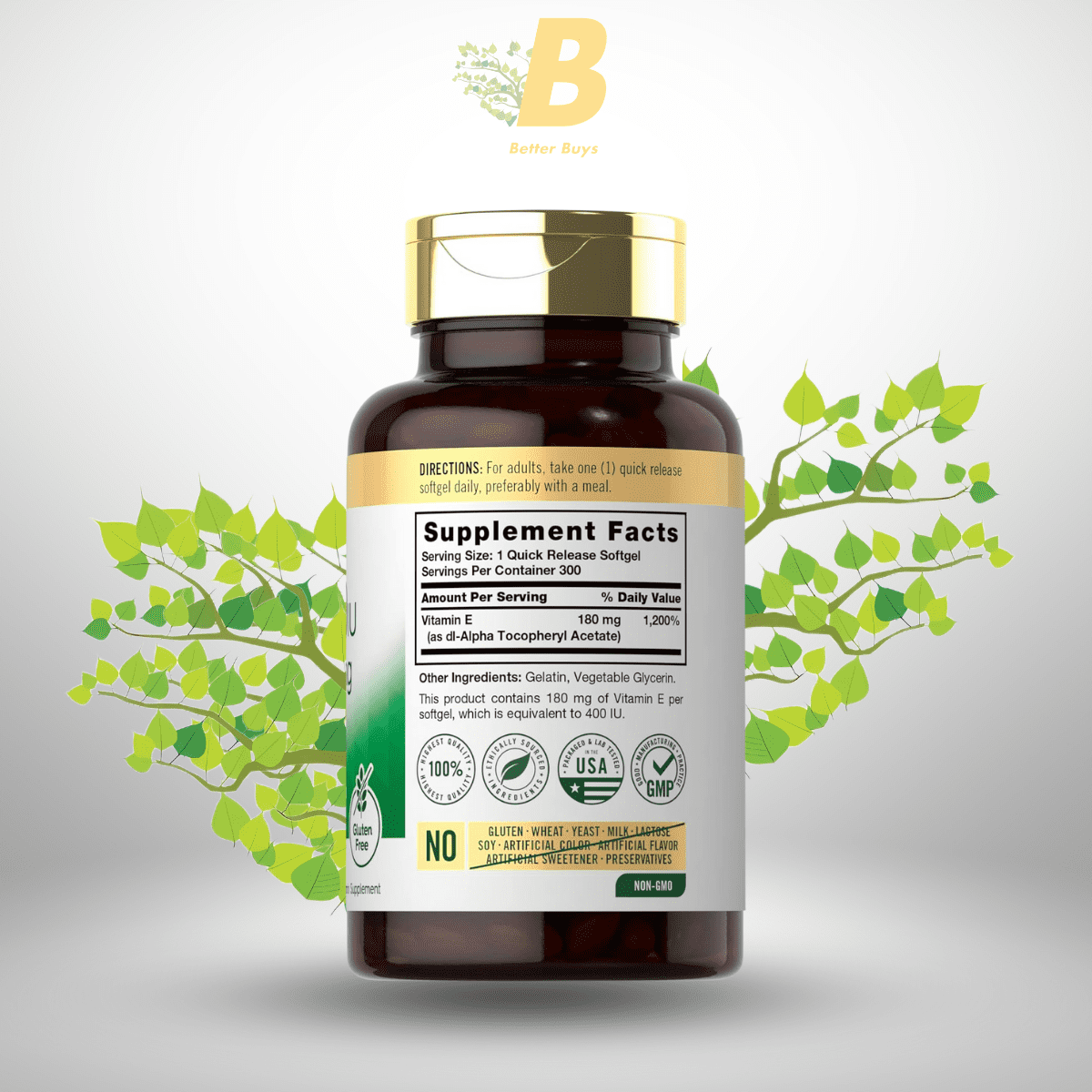 Carlyle Vitamin E - 400 IU / 180 mg - 300 Softgels 1 352