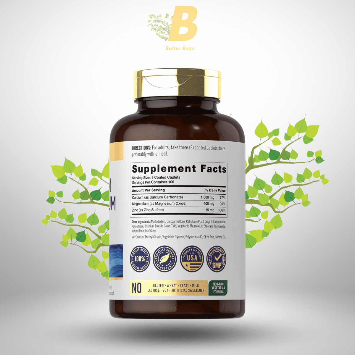Carlyle Calcium Magnesium Zinc - 300 Coated Caplets 1 493 1
