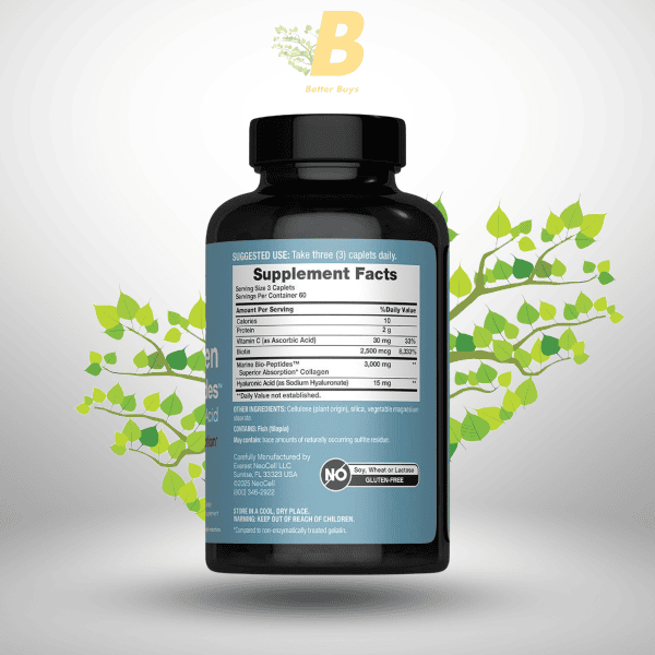 NeoCell Marine Collagen Peptides 180 Caplets - authentic USA supplement in Bangladesh NeoCell Marine Collagen supplement label - USA imported BD Buy NeoCell Marine Collagen online in Bangladesh - Better Buys BD