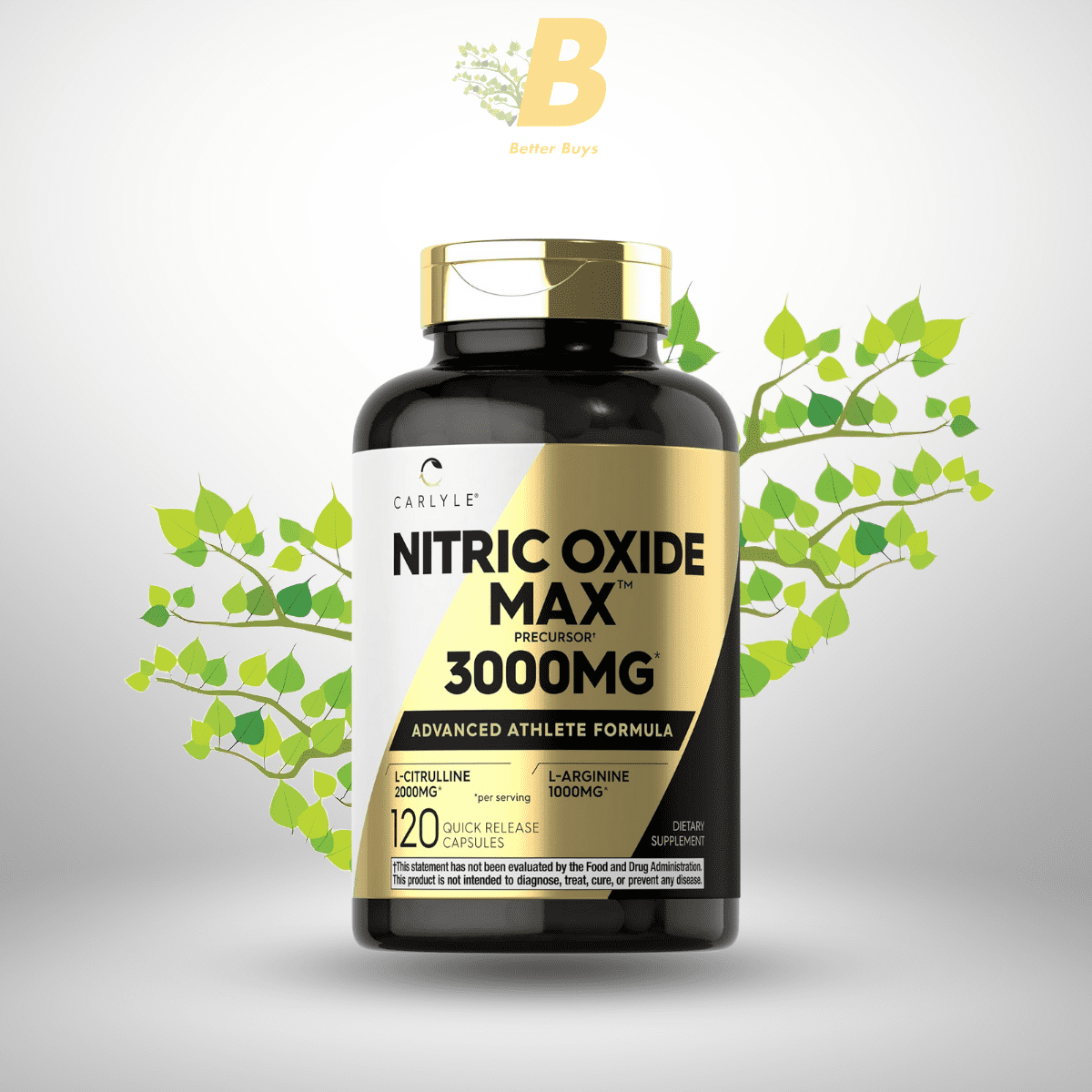 Carlyle Nitric Oxide Supplement 3000mg – 120 Capsules | Pre-Workout Energy Booster in Bangladesh Carlyle Nitric Oxide Supplement 3000mg – 120 Capsules | Pre-Workout with L-Arginine & L-Citrulline | Non-GMO & Gluten Free - Image 1