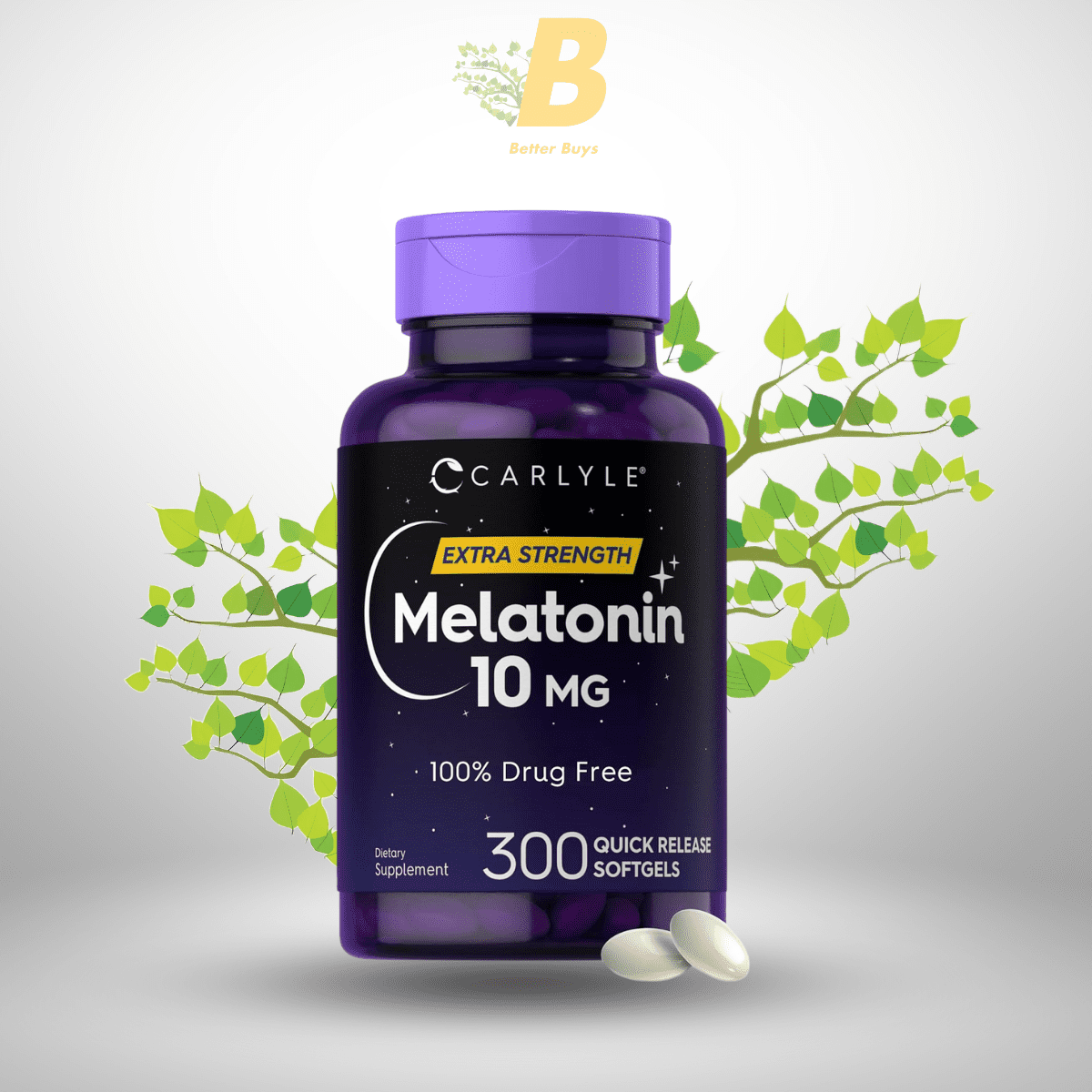 Carlyle Melatonin 10mg Softgels – Sleep Support Supplement in Bangladesh Carlyle Melatonin 10mg | 300 Fast Dissolve Tablets | Natural Berry Flavor | Non-GMO & Vegetarian | Sleep Support - Image 1