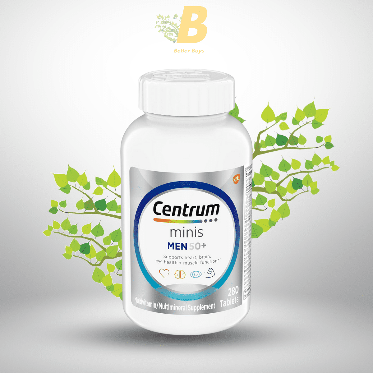 Centrum Minis Silver Men 50 Plus Multivitamin – 280 Tablets Centrum Minis Silver Multivitamin for Men 50+ | 280 Tablets | Brain, Bone, Eye & Heart Support | Non-GMO & Gluten Free - Image 1