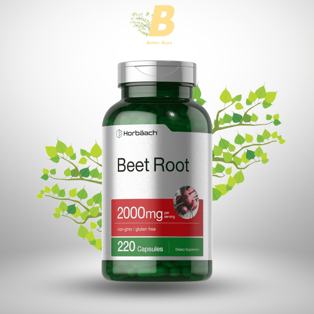Horbäach Beet Root Powder Capsules – 220 Pills | Non-GMO & Gluten-Free Supplement | Best Supplement in Bangladesh Horbäach Beet Root Powder Capsules