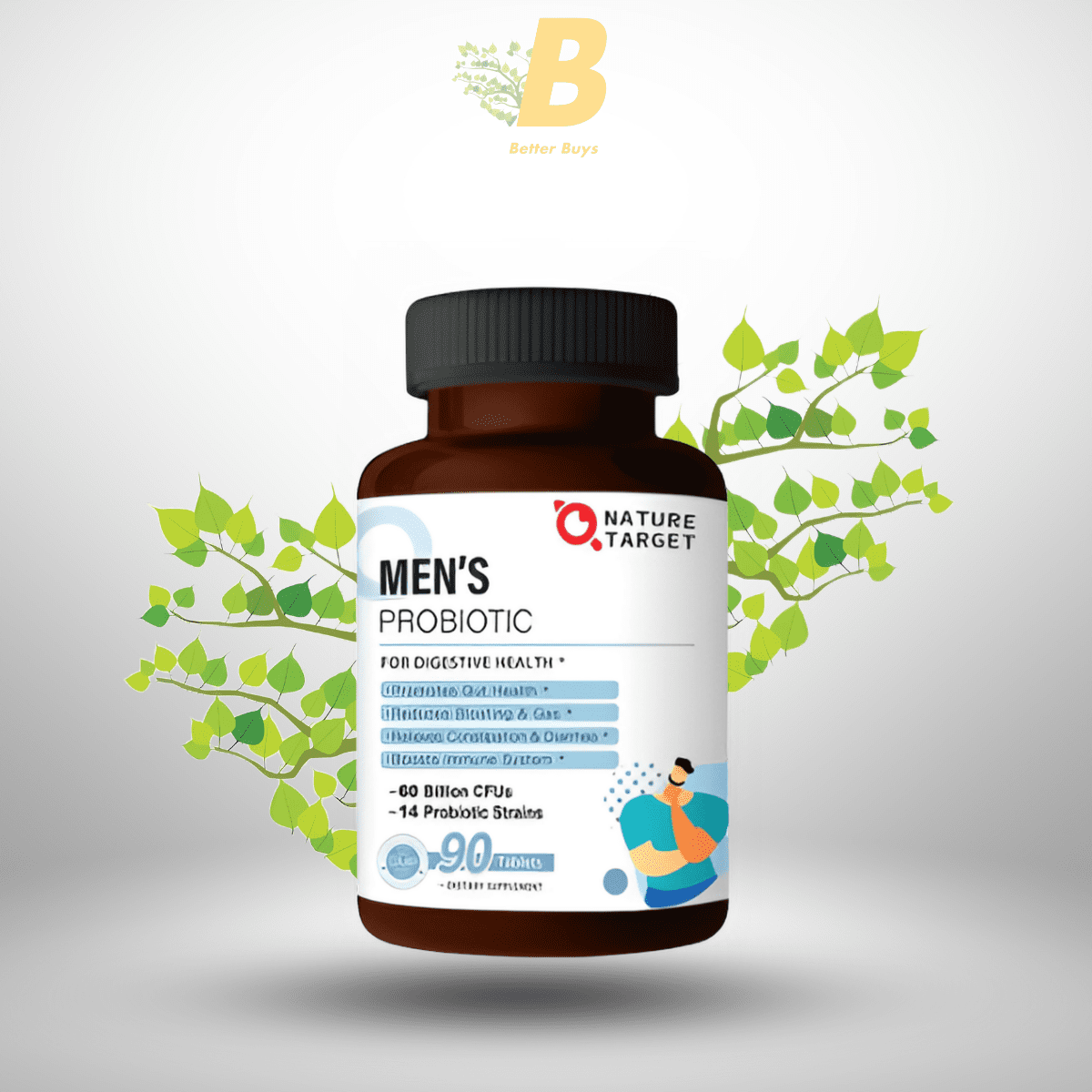 NATURE TARGET Probiotics for Men 60 Billion CFUs & 14 Strains for Digestive & Immune Health in Bangladesh NATURE TARGET Probiotics