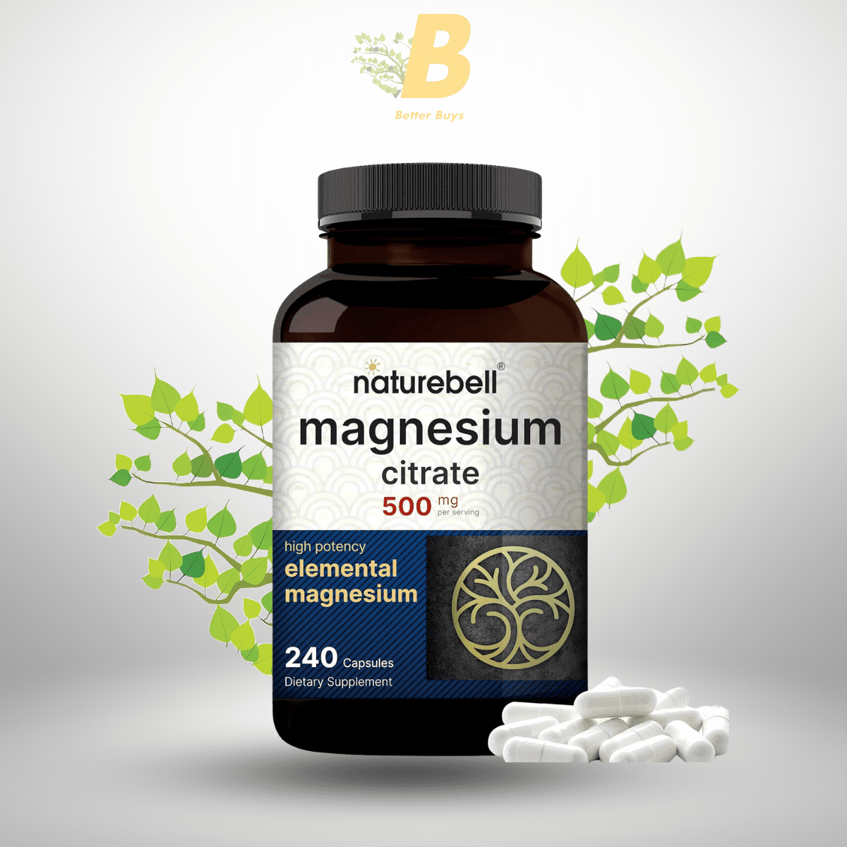 NatureBell Magnesium Citrate 500mg for Heart, Muscle & Digestion Support in Bangladesh NatureBell Magnesium Citrate 500mg