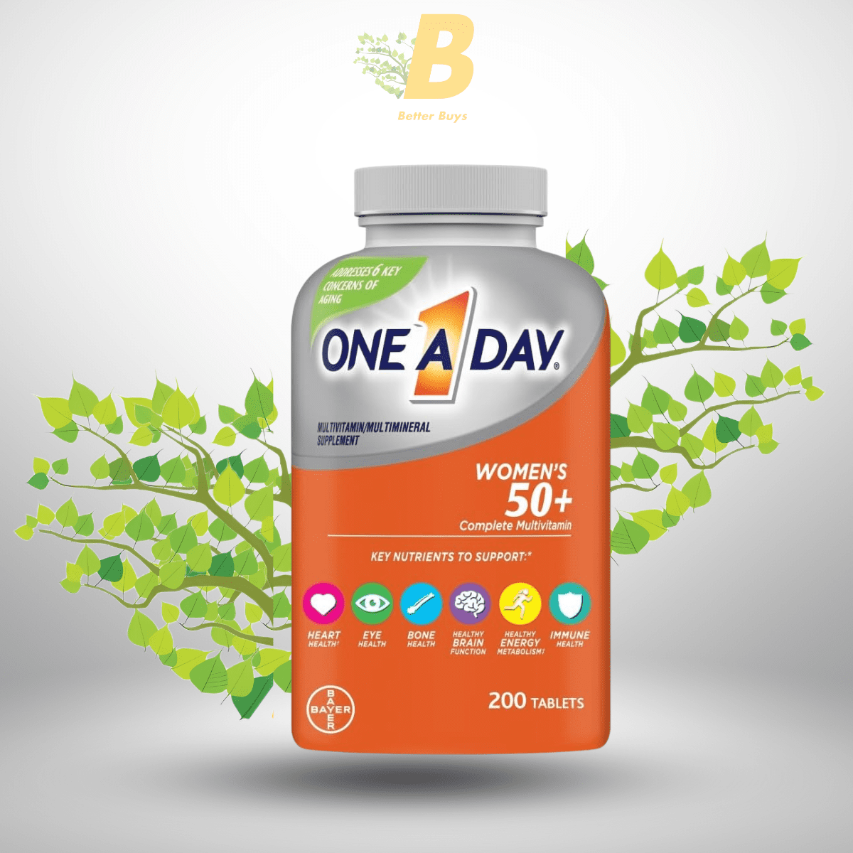 249 One A Day Women’s 50+ Multivitamins Tablet, Multivitamin for Women with Vitamin A, C, D, E and Zinc for Immune Health Support*, Calcium & more, 200 Count - Image 1