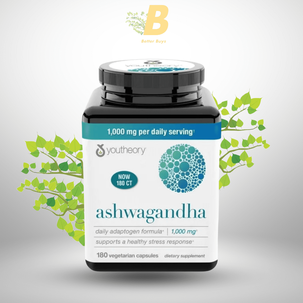 217 Youtheory Ashwagandha 1000mg with KSM-66 - Helps Support a Healthy Stress Response,180 Capsules (Pack of 1) - Image 1