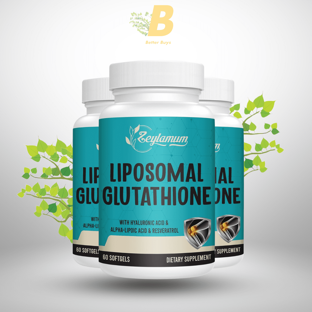 Zeylamum Liposomal Glutathione - 2,400mg - 60 Softgels 1 233