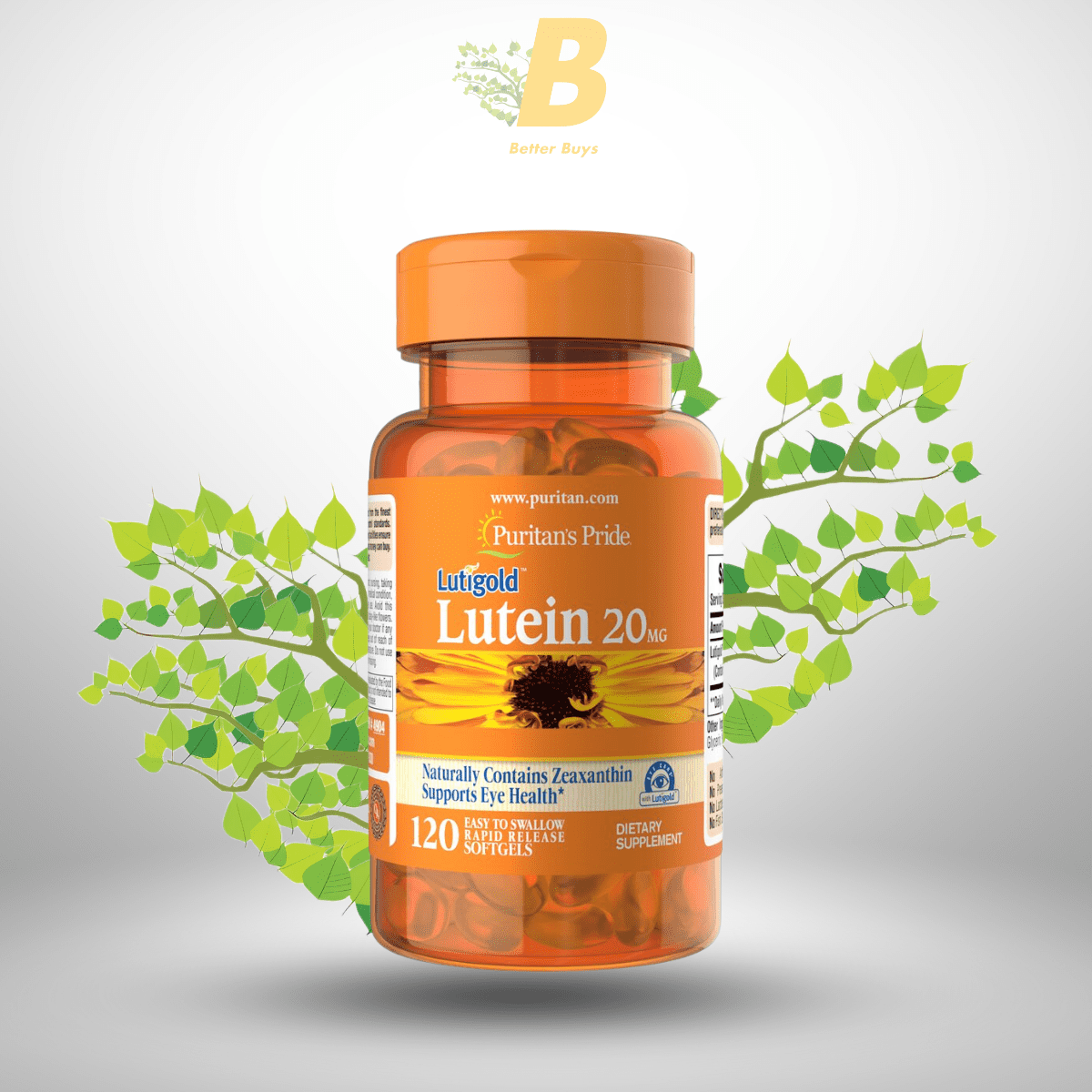 307 Puritan's Pride Lutigold Lutein 20mg with Zeaxanthin 120 Softgels - Image 1