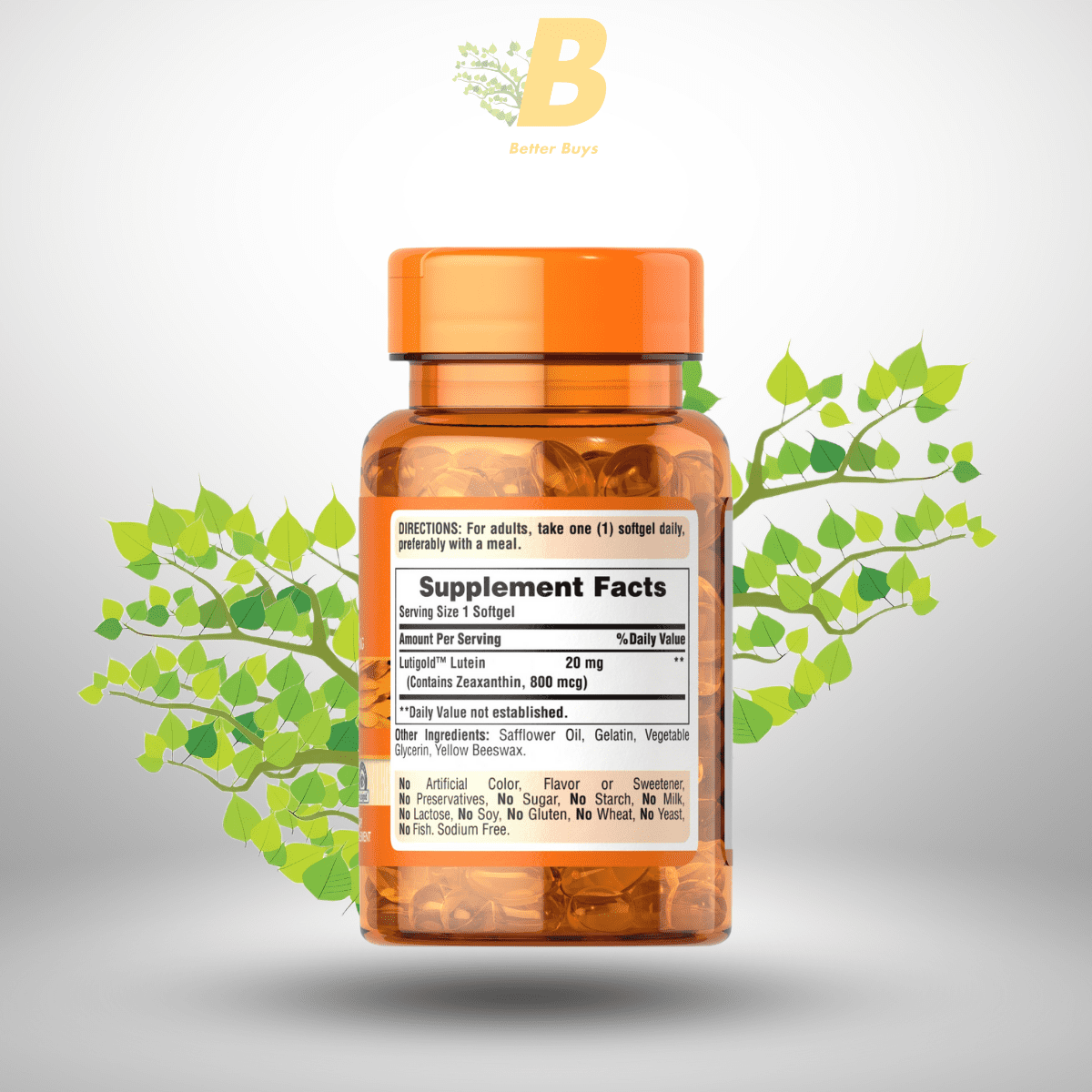 Puritan's Pride Lutigold Lutein 20mg with Zeaxanthin 120 Softgels 1 309