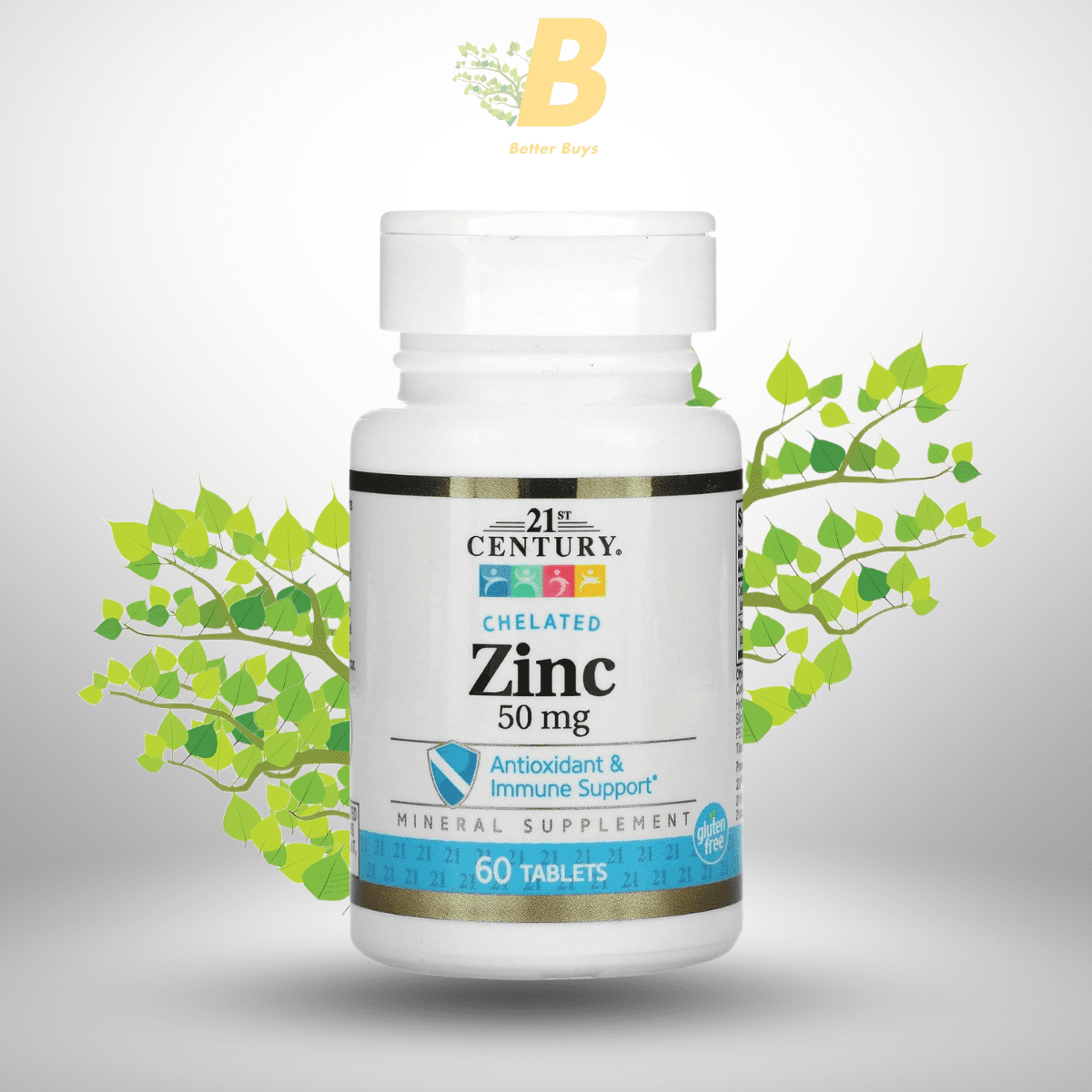 388 21st Century Zinc Chelated 50mg 60 Tablets - Image 1