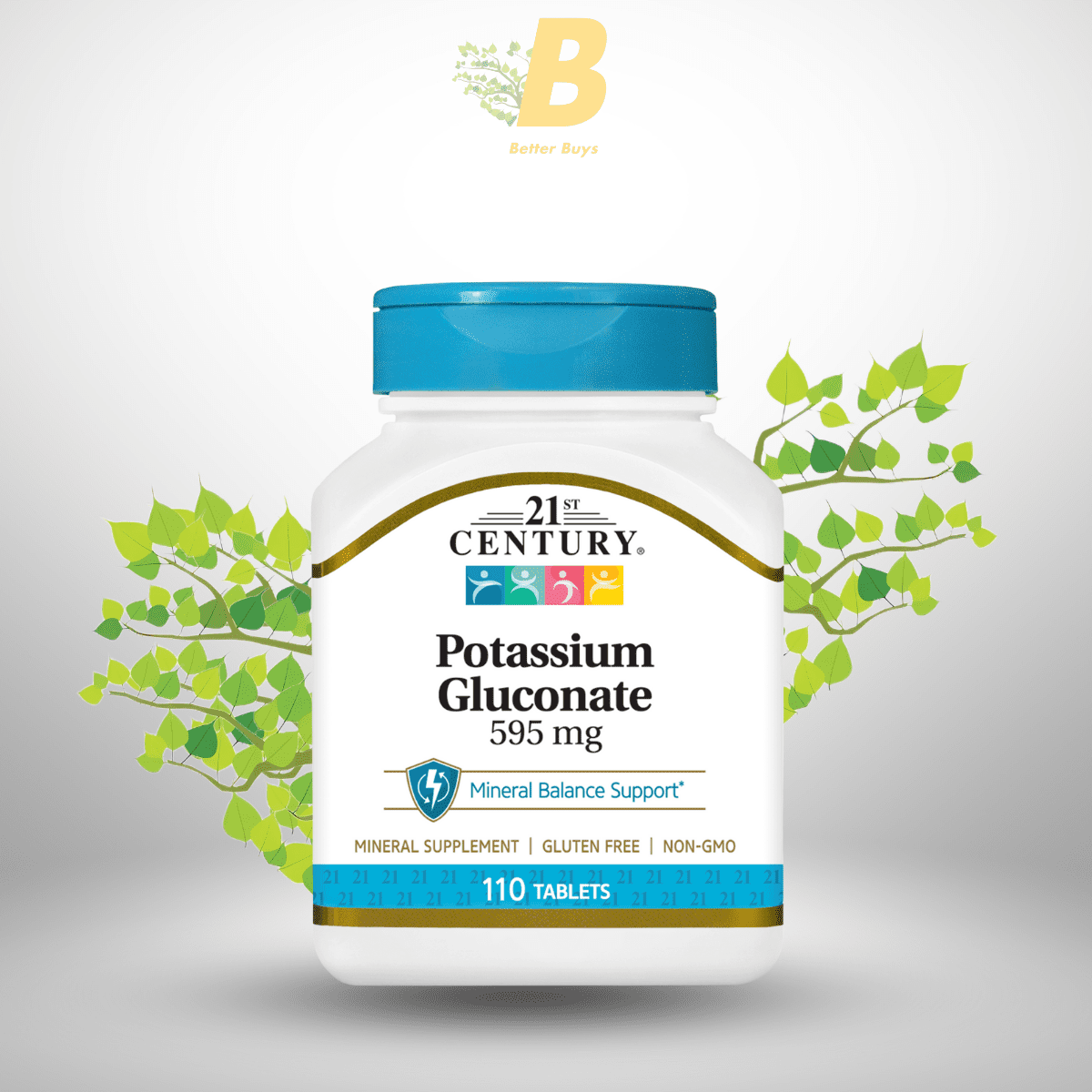 407 21st Century Potassium Gluconate - 595mg - 110 Tablets - Image 1