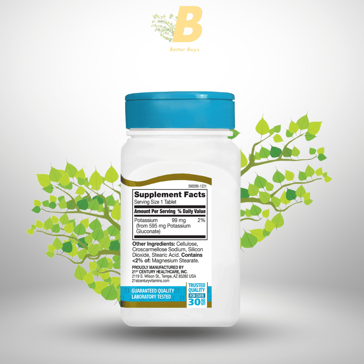 21st Century Potassium Gluconate - 595mg - 110 Tablets 1 409 1