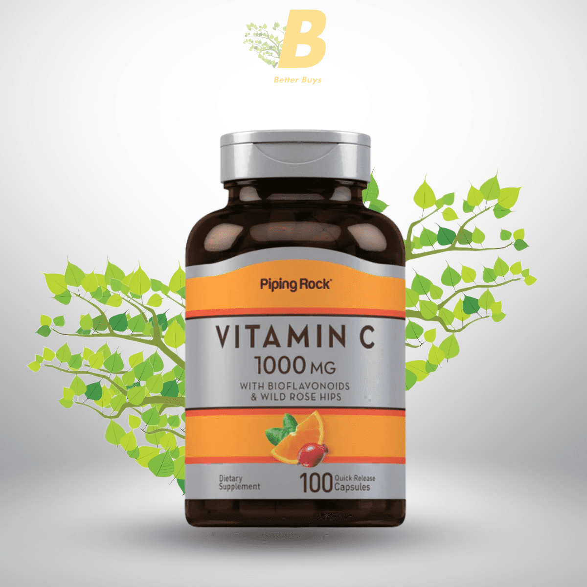 449 Piping Rock Vitamin C 1000 mg with Bioflavonoids & Rose Hips, 100 Quick Release Capsules - Image 1