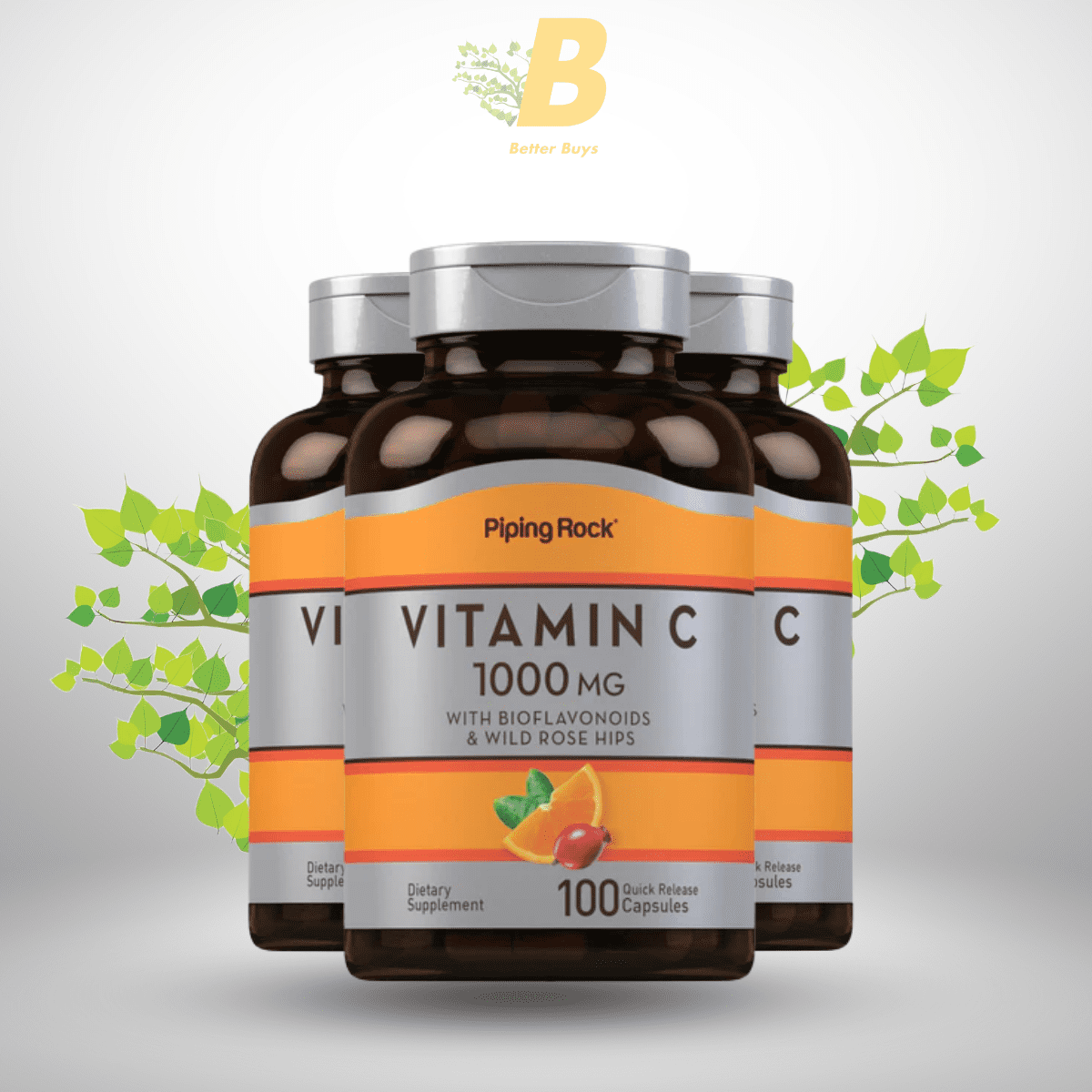 Piping Rock Vitamin C 1000 mg with Bioflavonoids & Rose Hips, 100 Quick Release Capsules 1 450