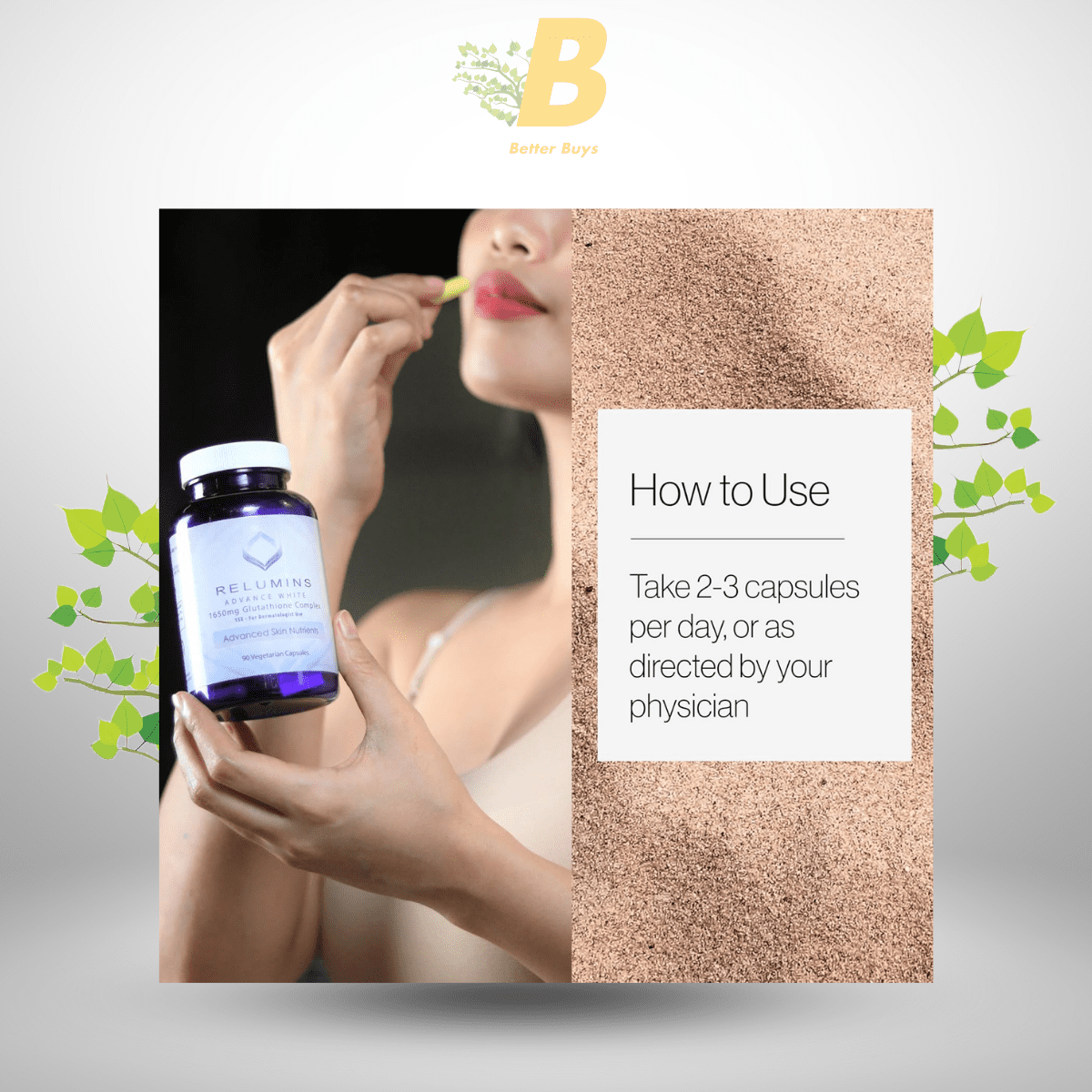 Relumins Glutathione Supplement - 1650mg Reduced Glutathione Complex with Alpha Lipoic Acid, Rose HIPS, Riboflavin, & Vitamin E - 90 Veggie Capsules x 1 Bottle - Proprietary Blend 2 472