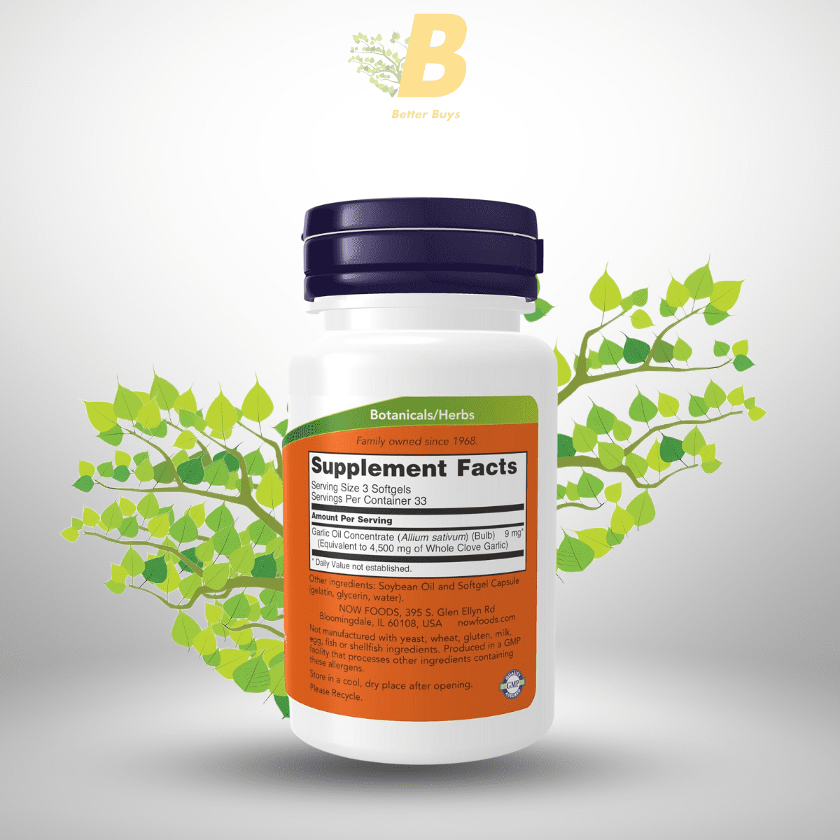 NOW Foods Supplements, Garlic Oil 1500 mg, Serving Size Equivalent to Whole Clove Garlic, 100 Softgels 1 303