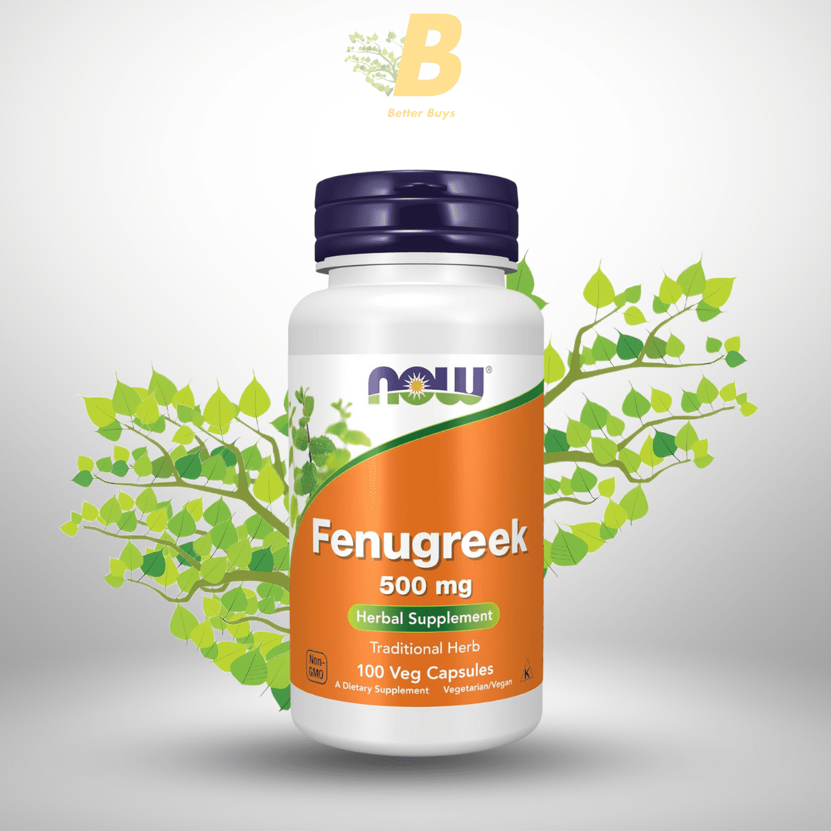 316 NOW Supplements, Fenugreek (Trigonella foenum-graecum) 500 mg, Herbal Supplement, 100 Veg Capsules - Image 1