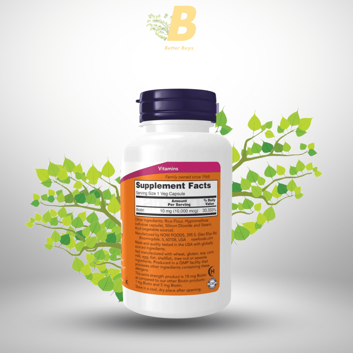 NOW Supplements, Biotin 10mg (10,000 mcg), Extra Strength, Energy Production*, 120 Caps 1 330