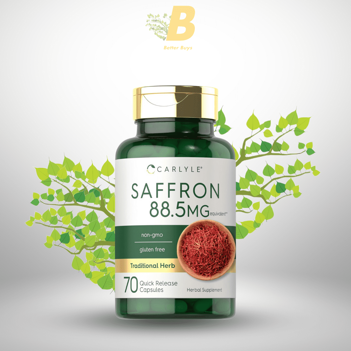 401 Carlyle Saffron Extract Supplement 88.5mg | 70 Capsules | Pills for Women and Men | Non-GMO & Gluten Free - Image 1