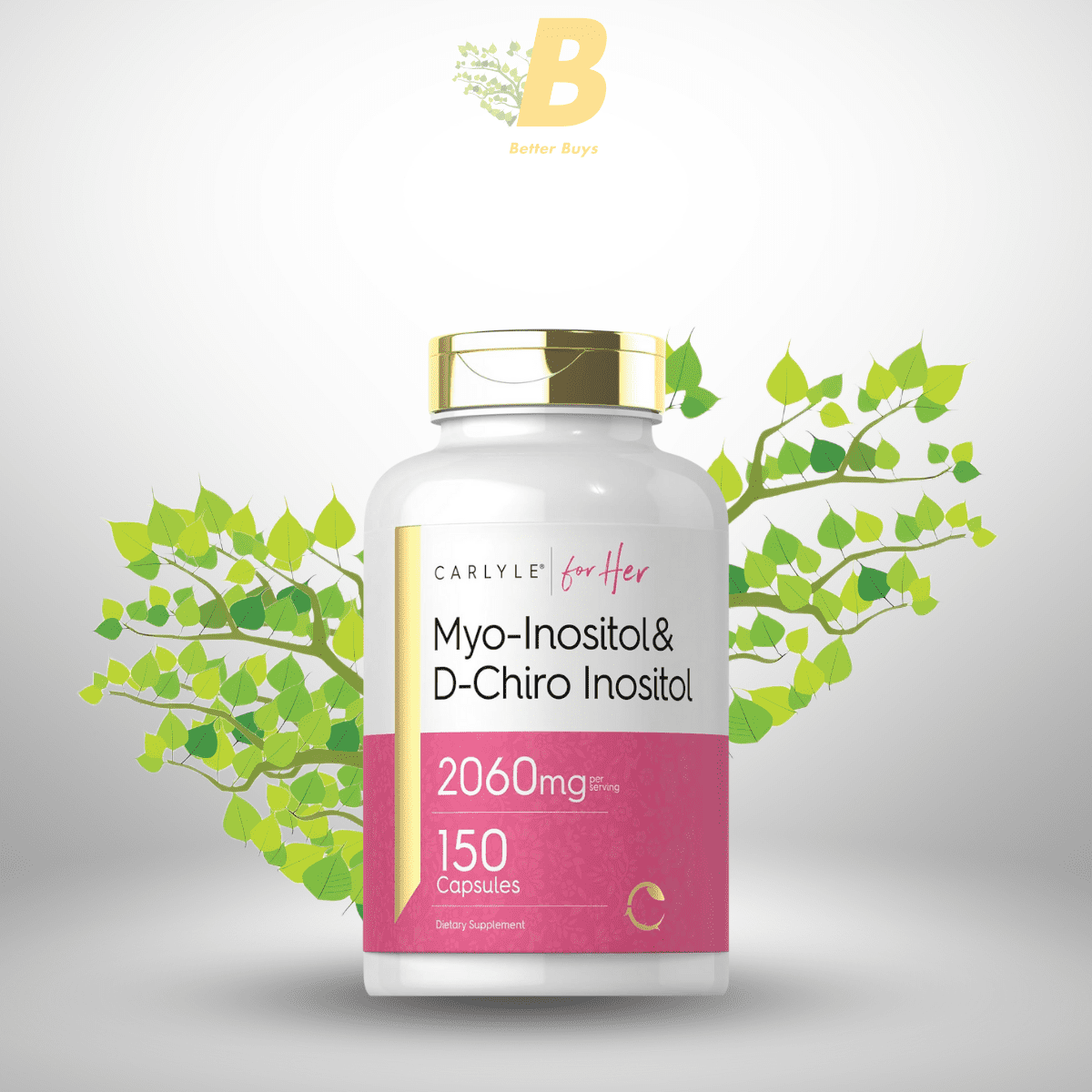 446 Carlyle Myo-Inositol & D-Chiro Inositol Supplement | 2060mg | 150 Capsules | Non-GMO, Gluten Free Complex - Image 1