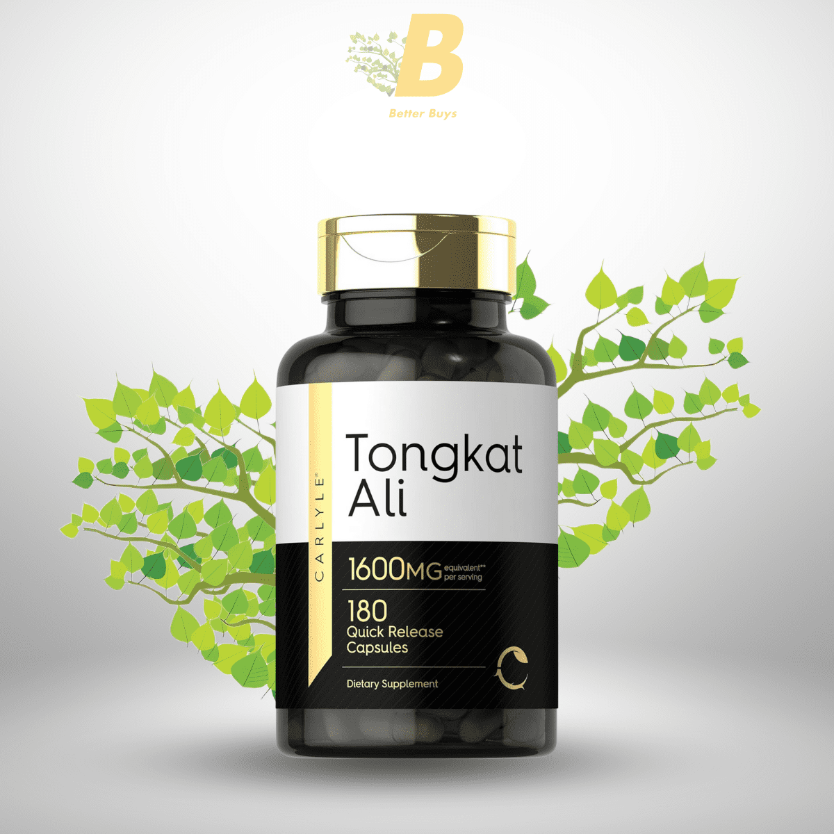 463 Carlyle Tongkat Ali | 180 Quick Release Capsules | 1,600mg | Non-GMO and Gluten Free Supplement - Image 1