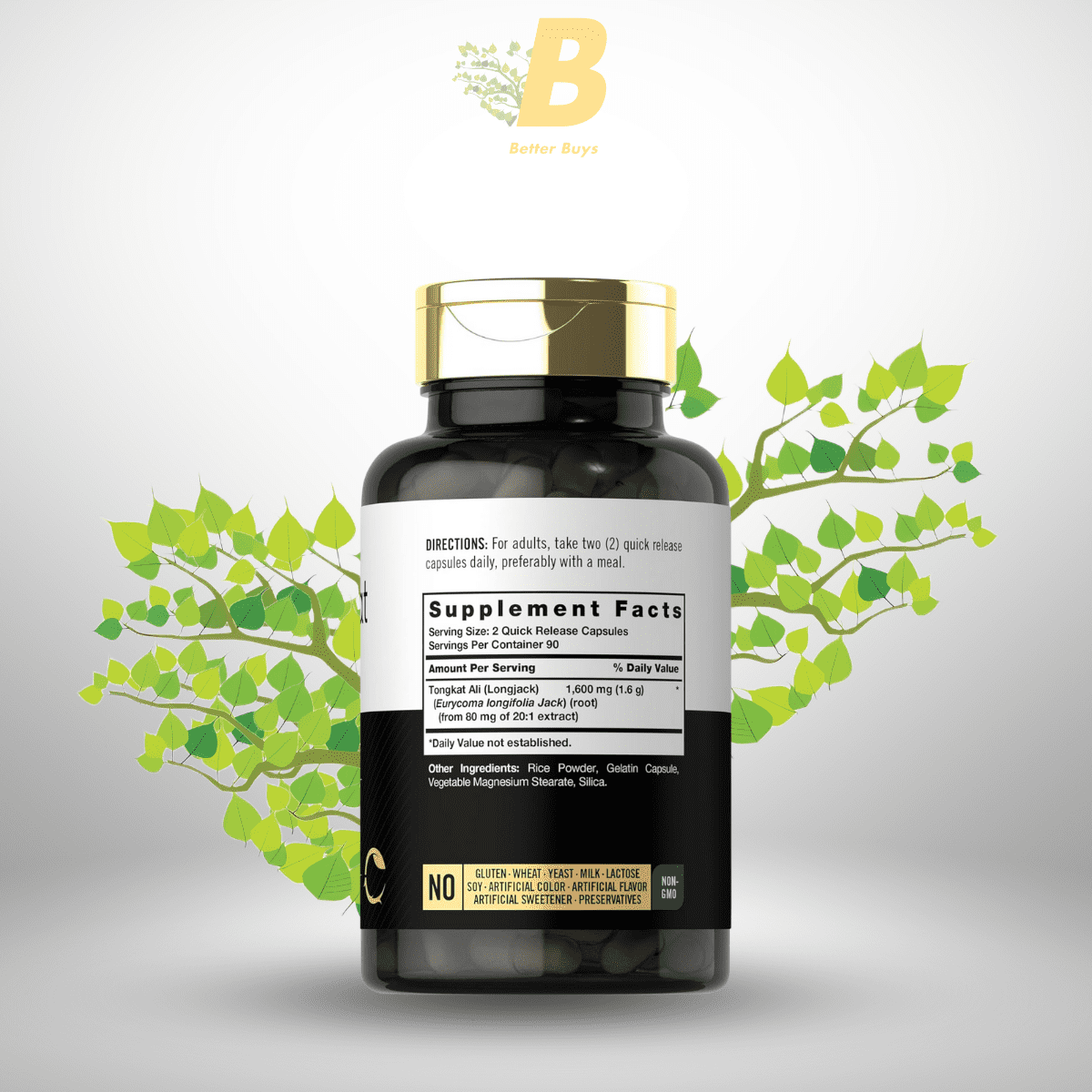 Carlyle Tongkat Ali | 180 Quick Release Capsules | 1,600mg | Non-GMO and Gluten Free Supplement 1 465 2